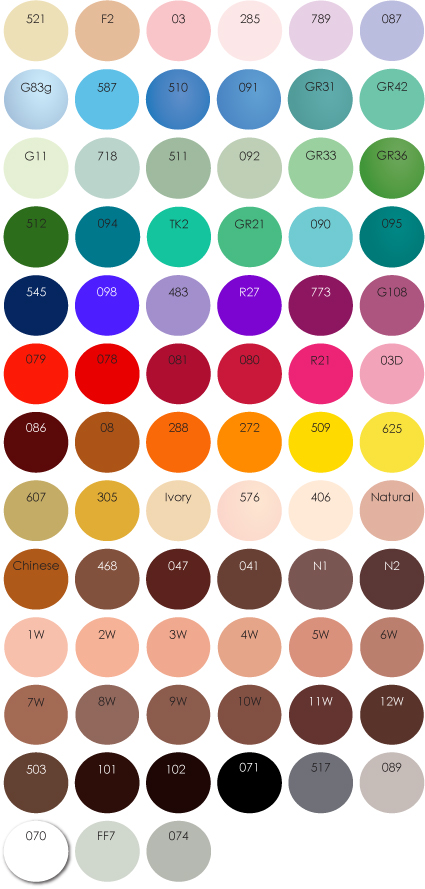 Kryolan Colour Chart